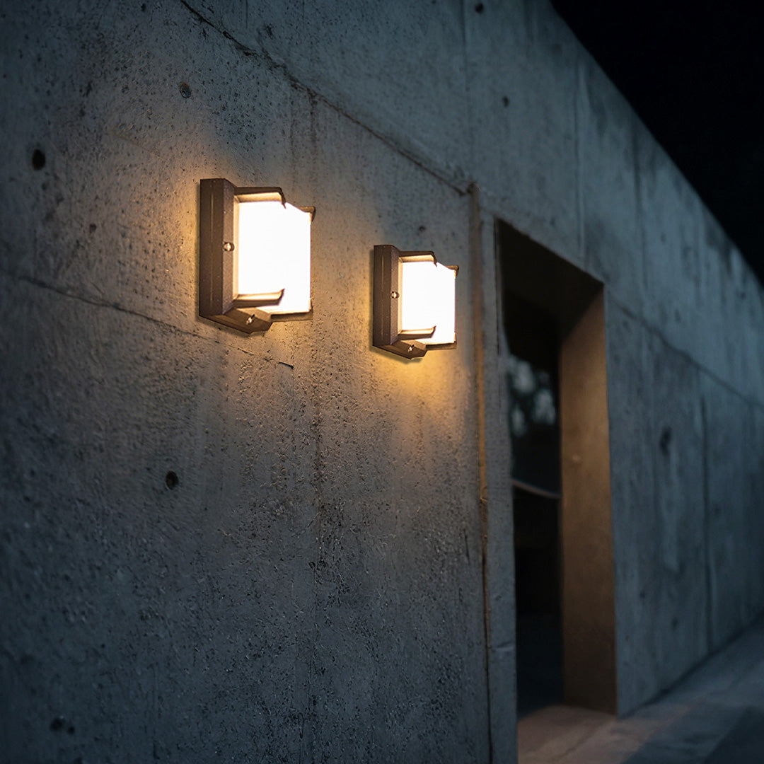Square Black Waterproof LED Outdoor Wall Light