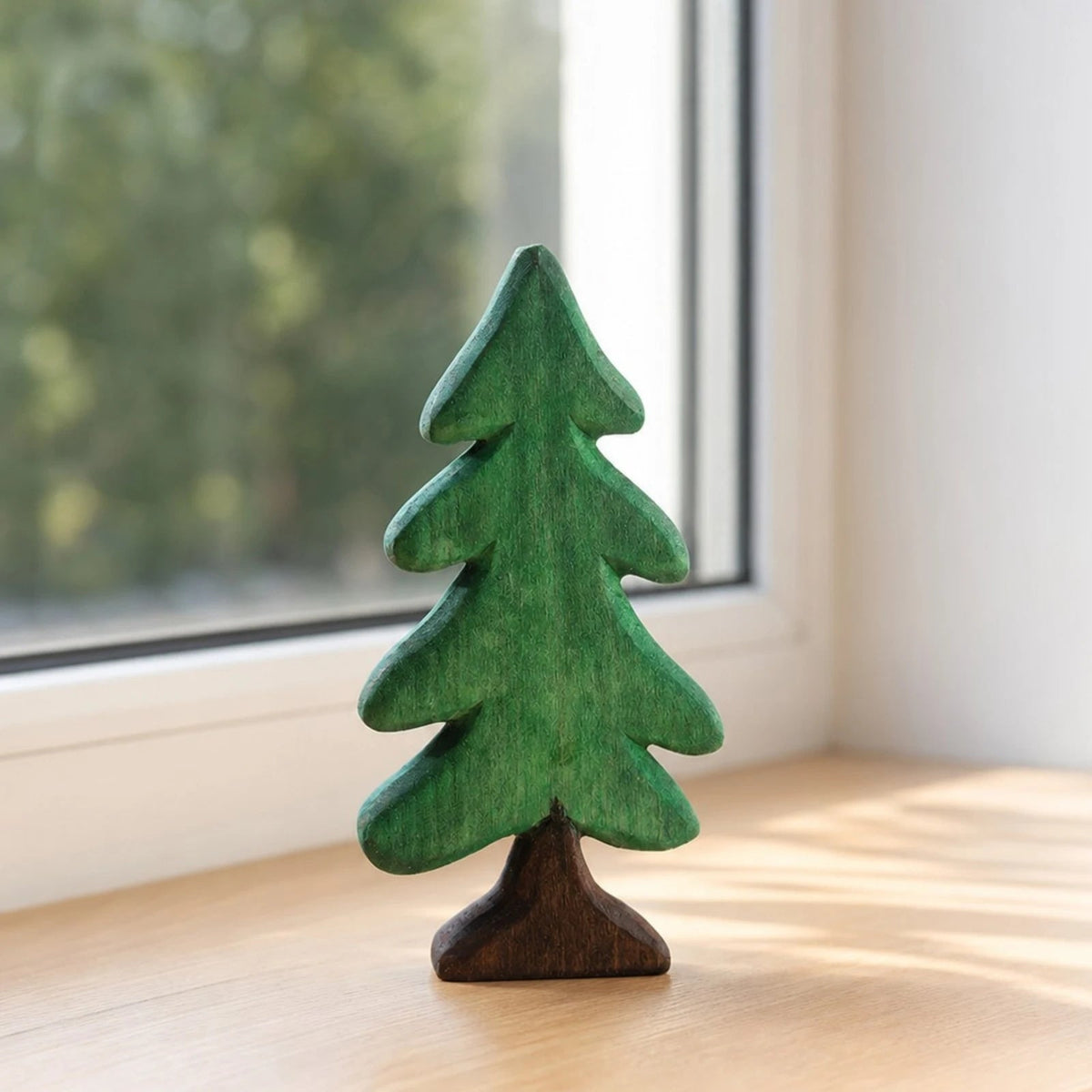 Wooden evergreen tree tabletop decor