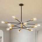12-Light Sputnik Chandelier with Frosted Globes – Black or Gold