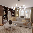 12-Light Sputnik Chandelier with Frosted Globes – Black or Gold