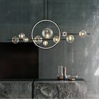 Clear Glass Kitchen Table Chandelier with Iron Frame