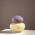 Pastel Pebble Glass Vase with Stacked-Stone Lid