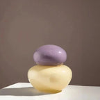 Pastel Pebble Glass Vase with Stacked-Stone Lid