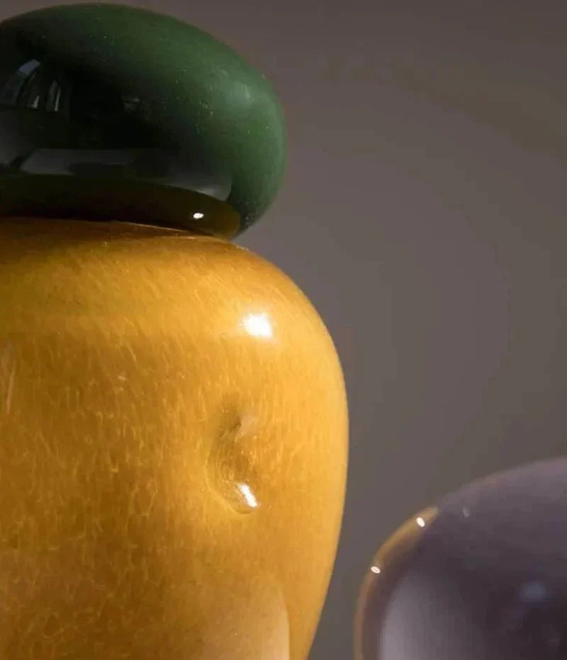 Pastel Pebble Glass Vase with Stacked-Stone Lid