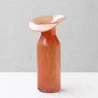 Hand-Formed Peach Glass Vase – Sculptural Decorative Vase
