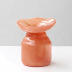 Hand-Formed Peach Glass Vase – Sculptural Decorative Vase