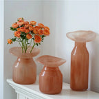Sculptural peach glass vase