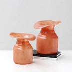 Hand-Formed Peach Glass Vase – Sculptural Decorative Vase