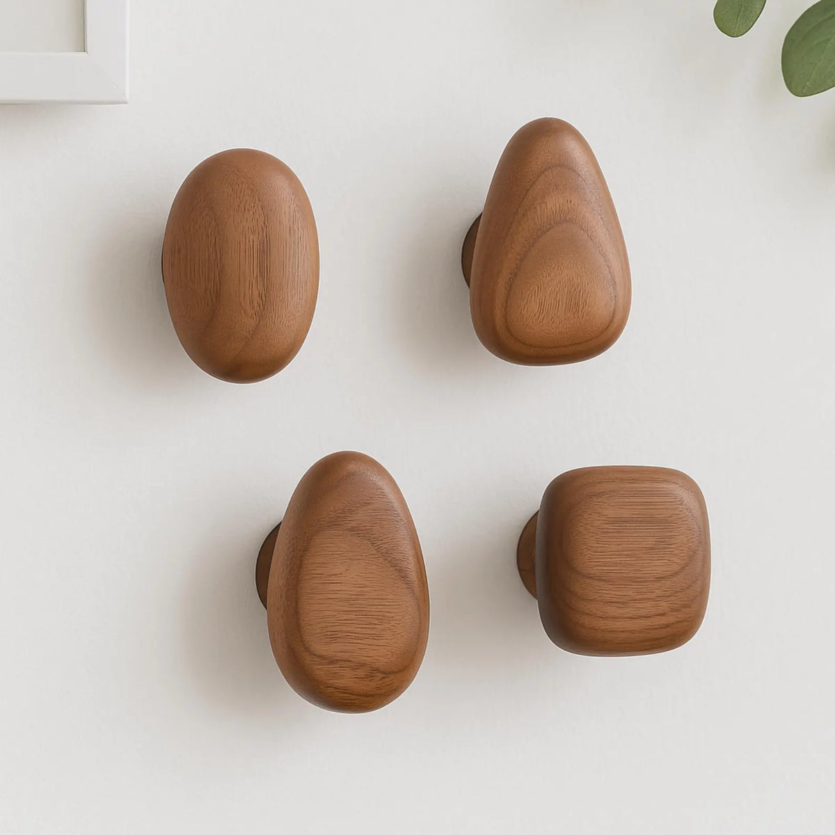 Round Wooden Wall Hooks Set – Walnut or Beech