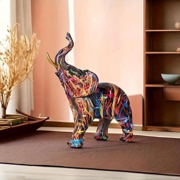 Colorful Resin Elephant Figurine – Modern Art Sculpture