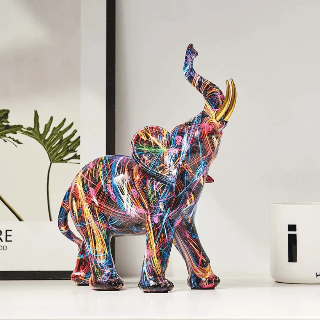 Colorful Resin Elephant Figurine – Modern Art Sculpture