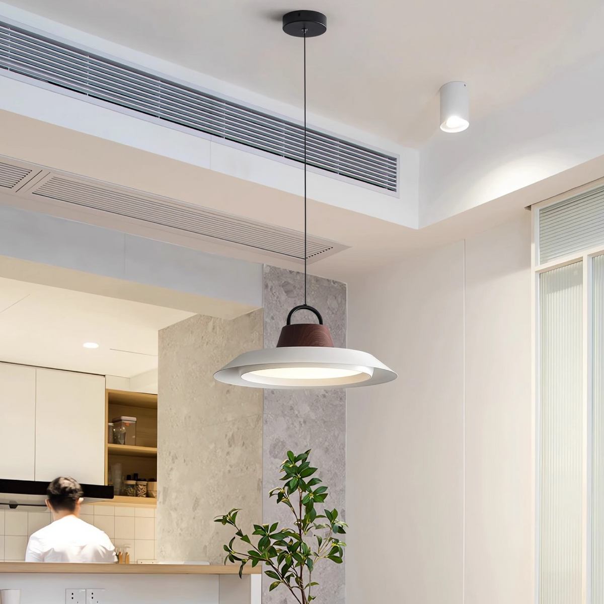 Scandinavian Oval Pendant Light – Black or White
