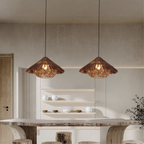 Woven rattan bamboo pendant light