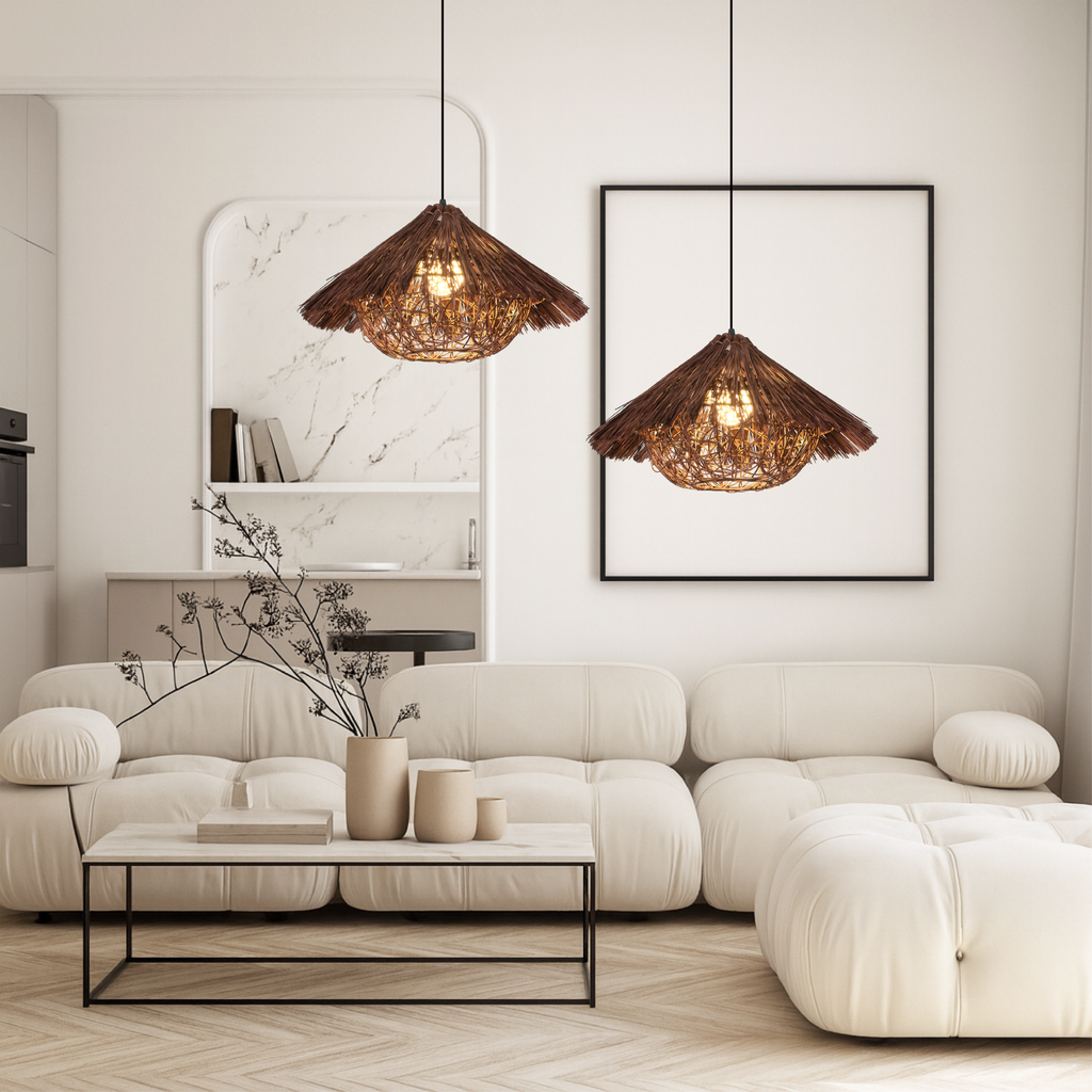 Woven Rattan Bamboo Pendant Light – 19.7"