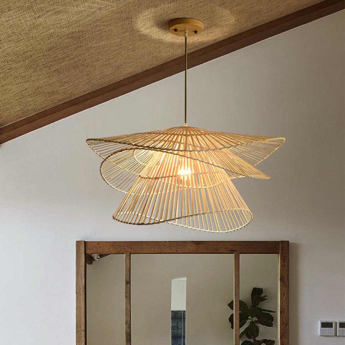 Organic Woven Rattan Pendant Light – 3 Sizes