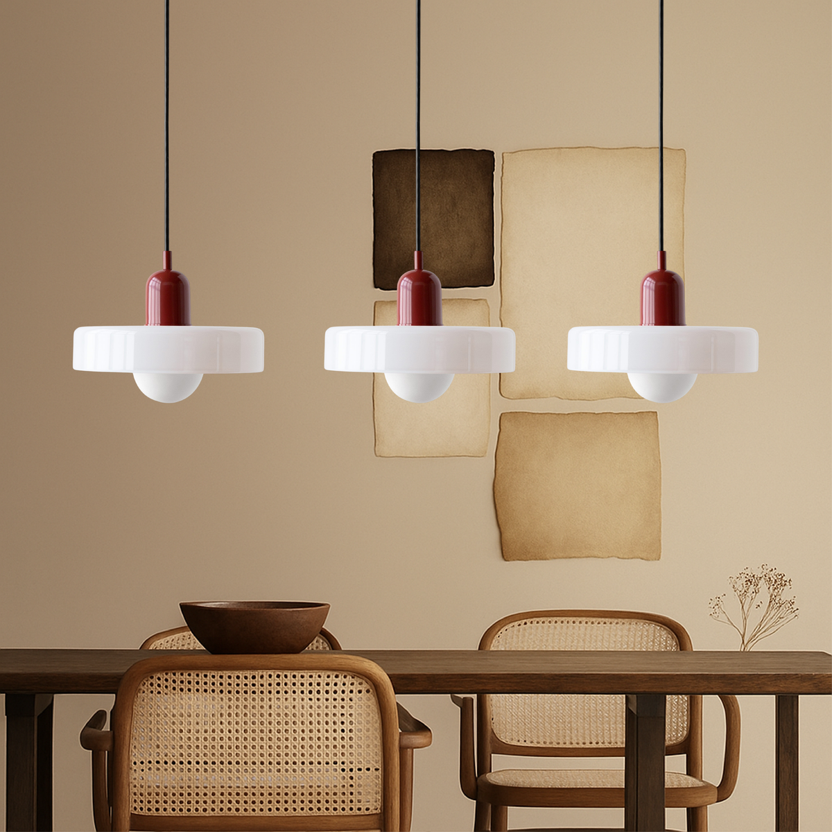 Bauhaus Triple Glass Pendant Light – 39" Wide