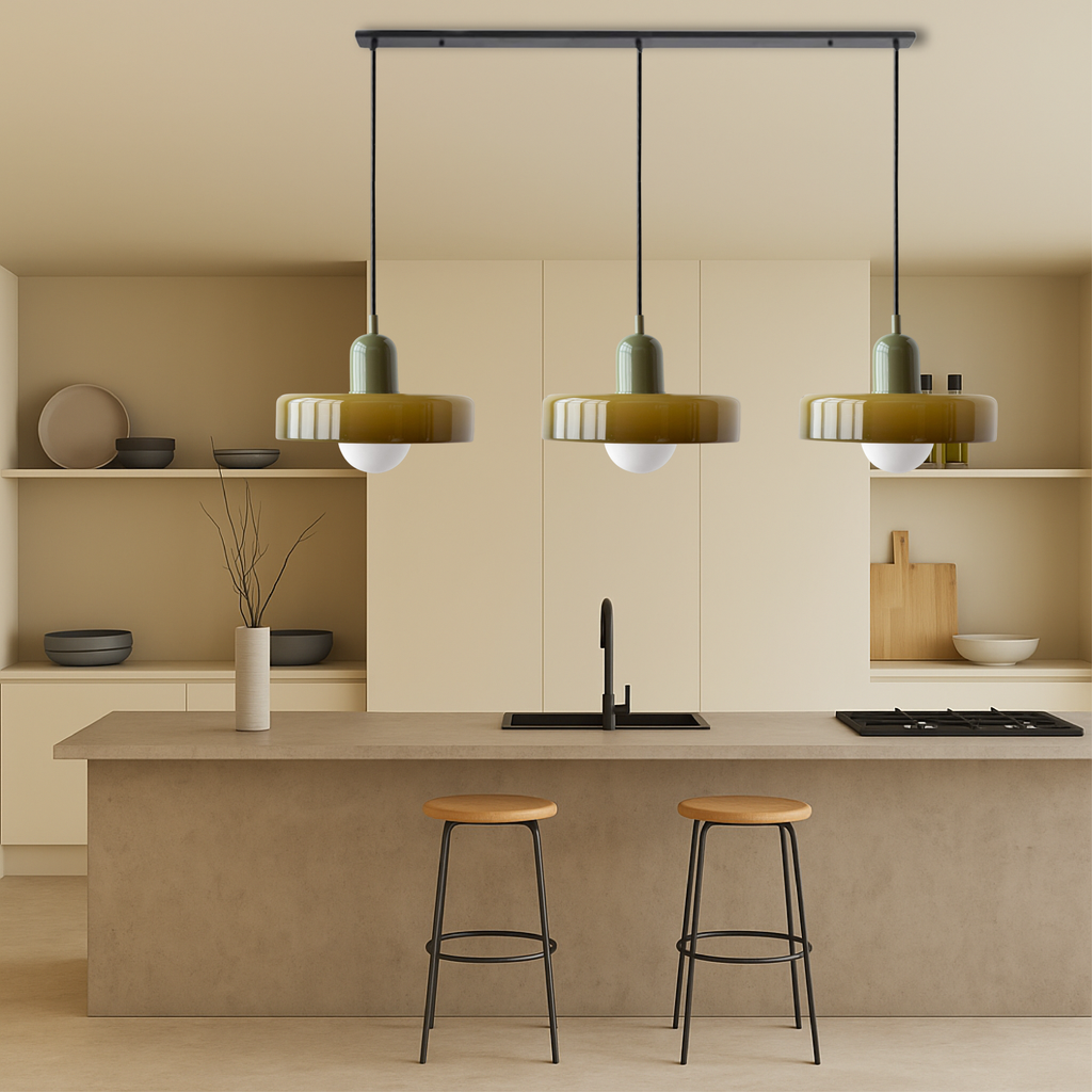 Bauhaus Triple Glass Pendant Light – 39" Wide