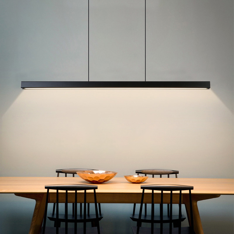 Linear wood beam pendant light