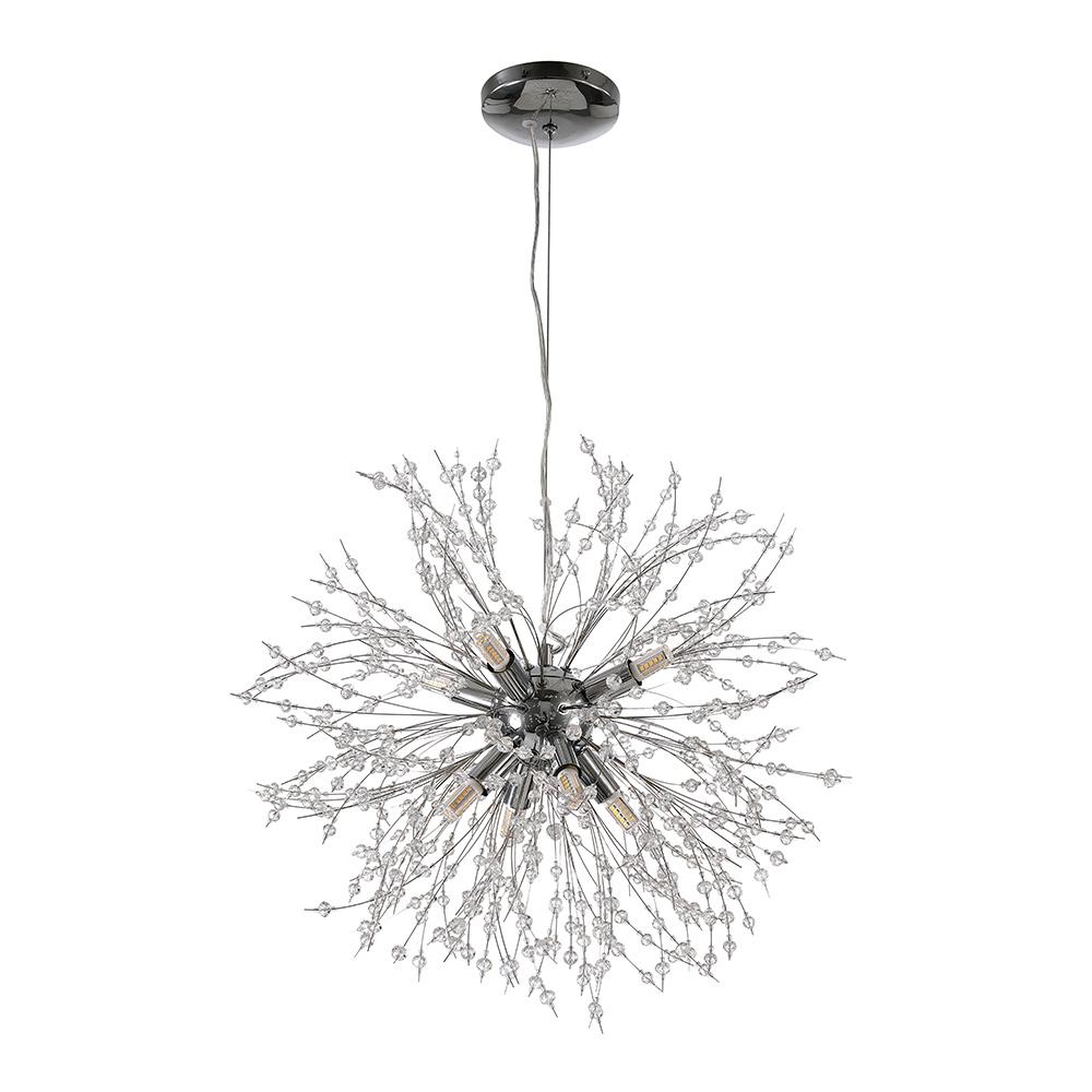 8-Light Crystal Sputnik Chandelier – Chrome or Brass