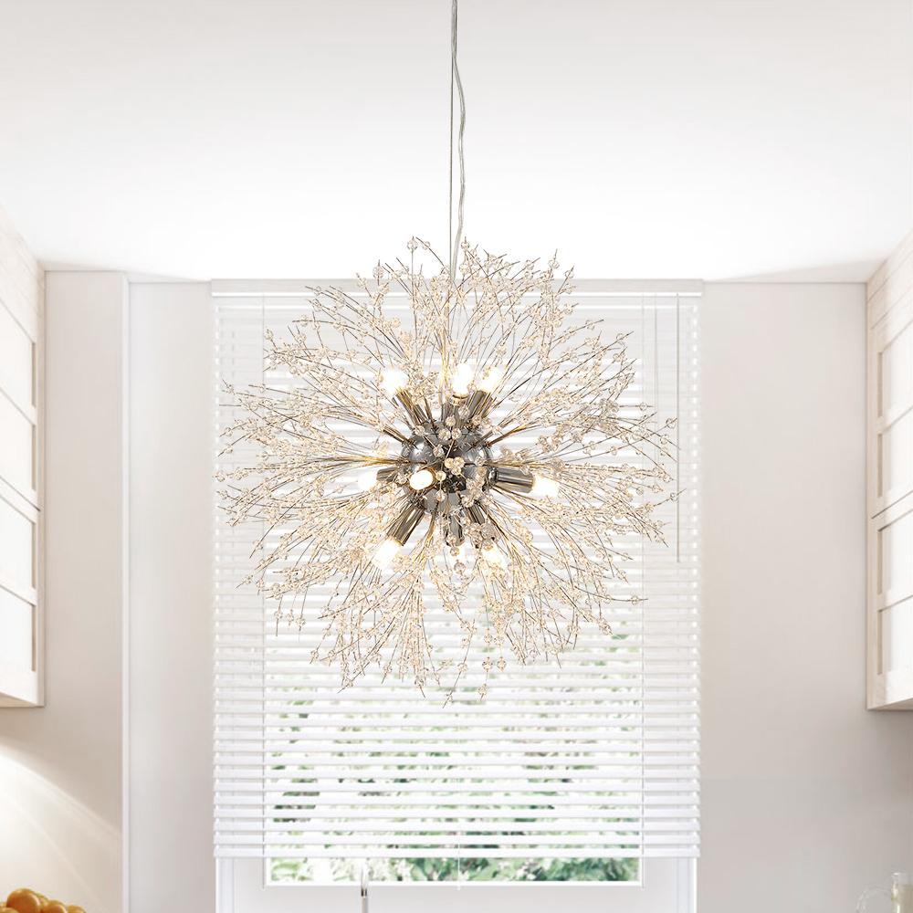 9-Light Crystal Sputnik Chandelier – Gold or Chrome
