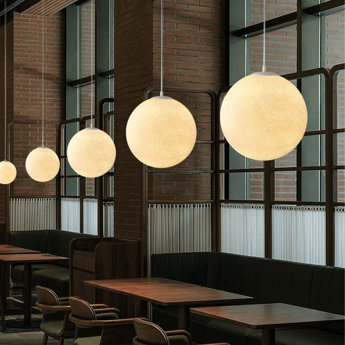 Moon pendant light warm white glow