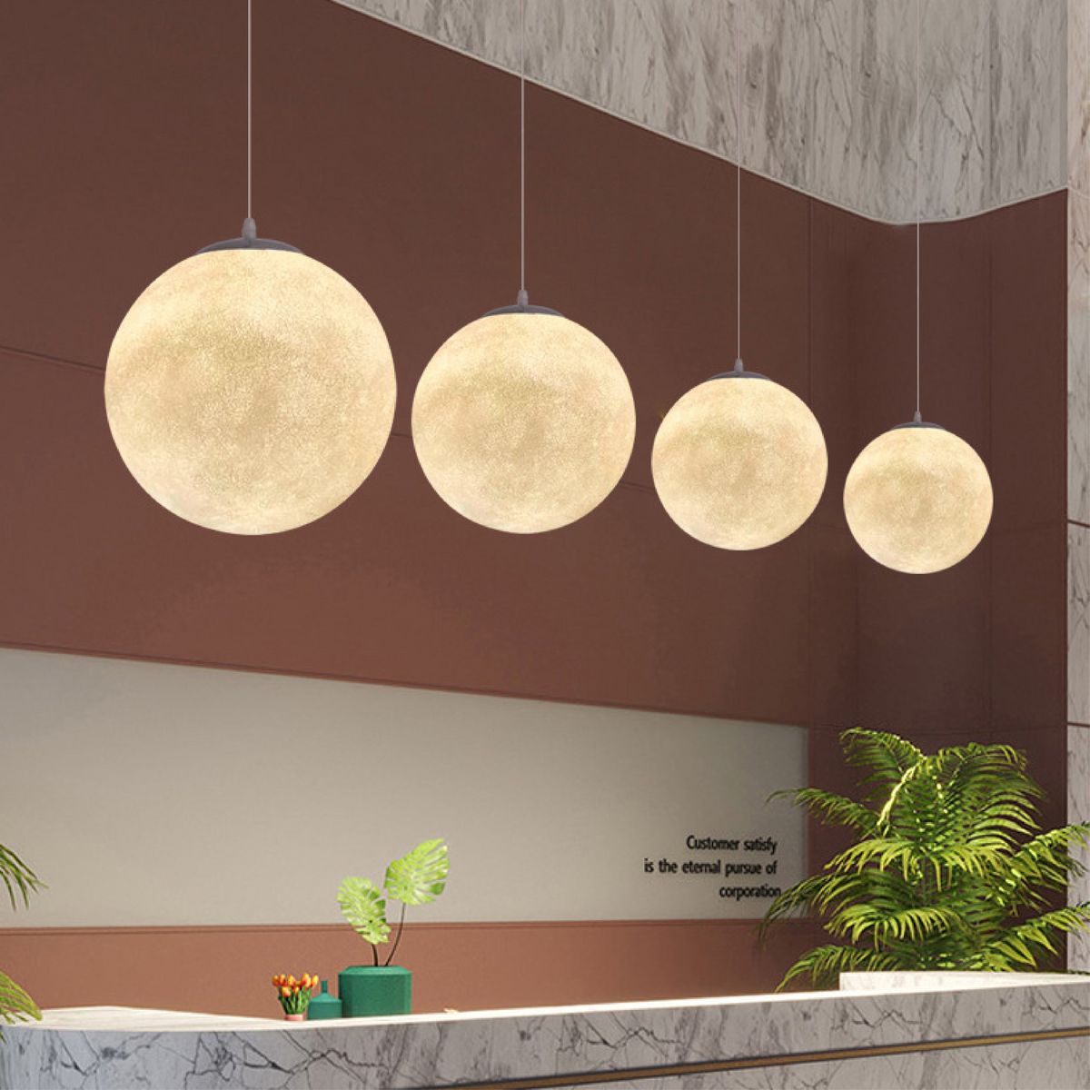 Moon pendant light size options