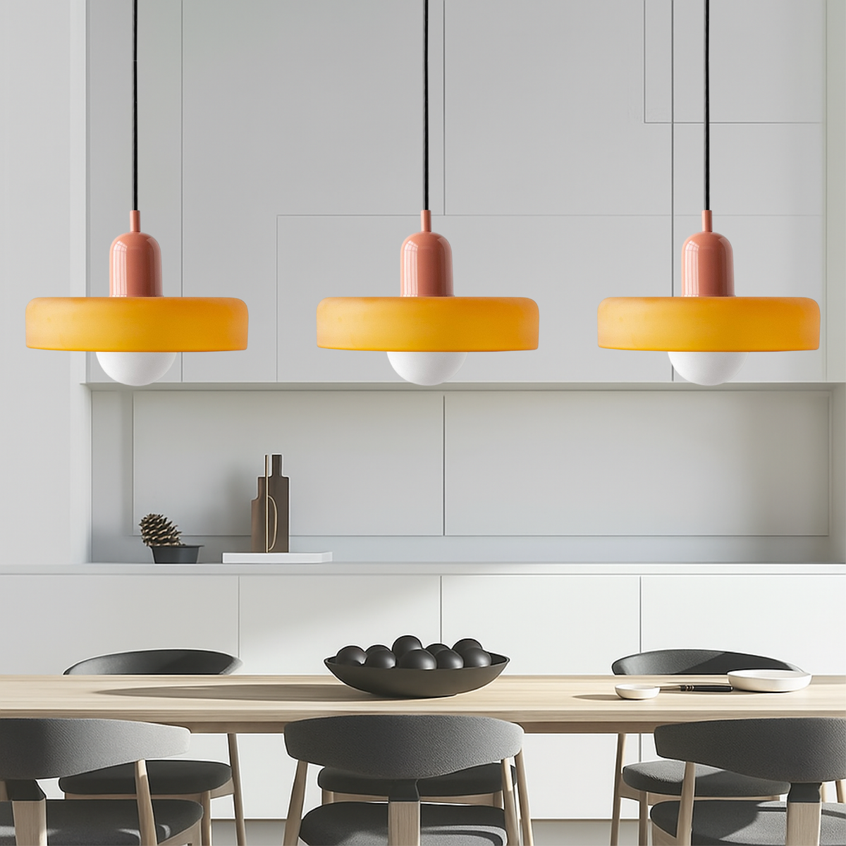 Bauhaus Triple Glass Pendant Light – 39" Wide