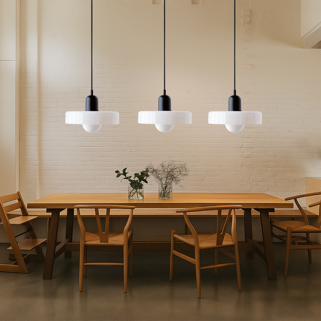Bauhaus triple glass pendant light
