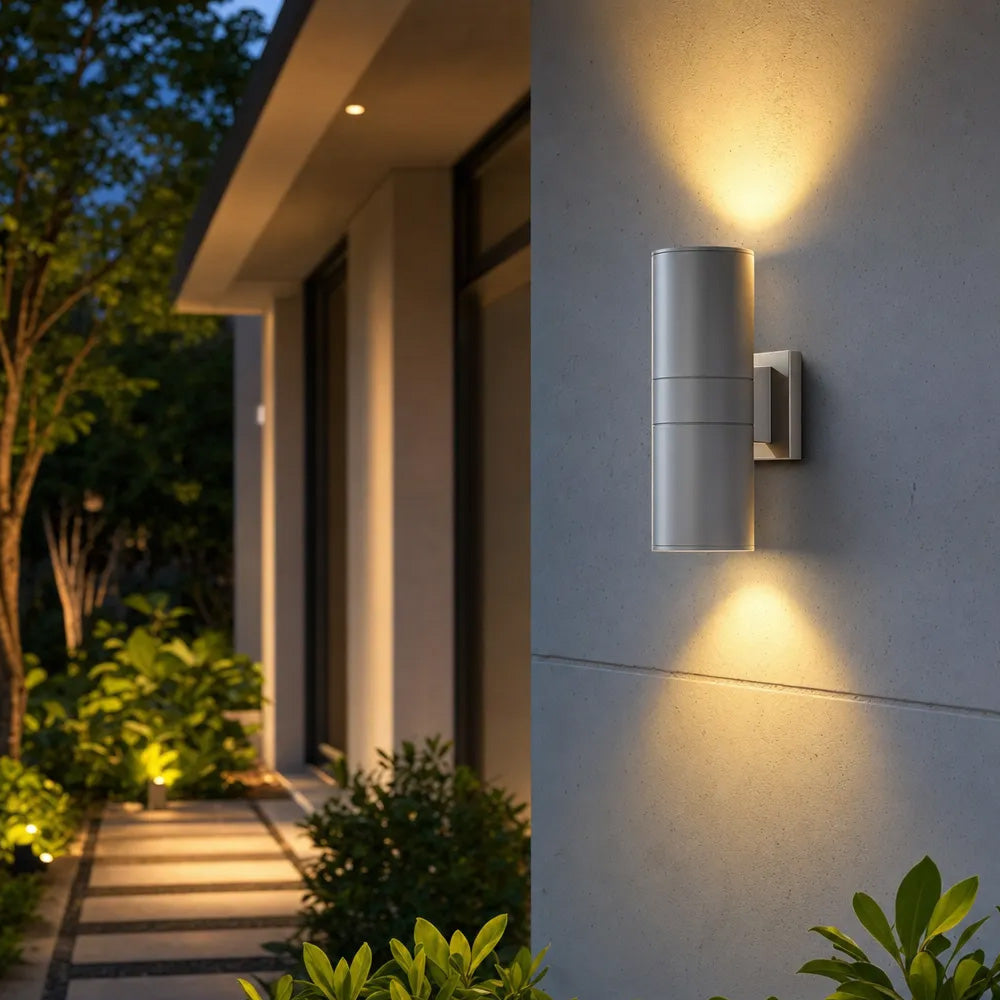 Cylinder LED Outdoor Wall Light – IP65, Up-Down Beam