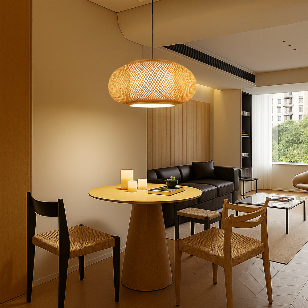 Japandi Woven Bamboo Pendant Light – 15.7" or 19.7"