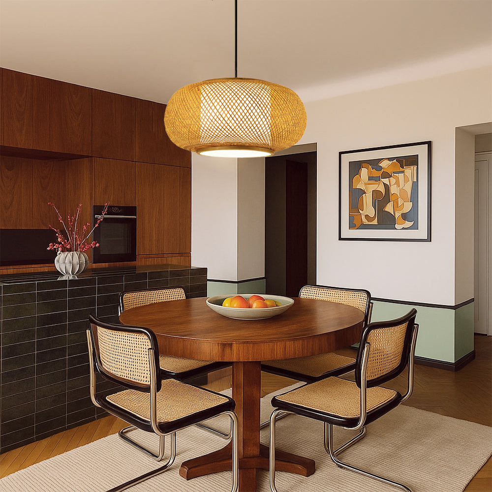 Japandi Woven Bamboo Pendant Light – 15.7" or 19.7"