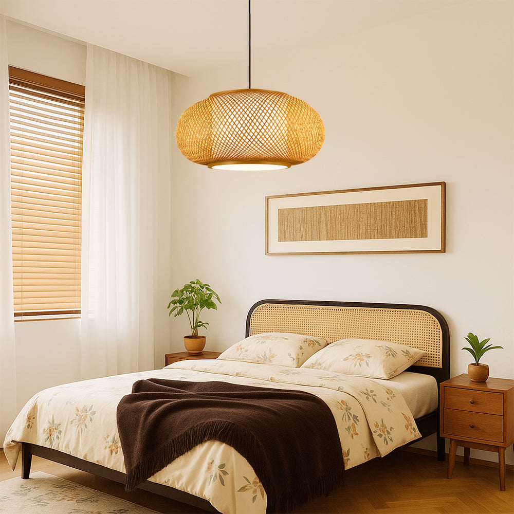 Japandi Woven Bamboo Pendant Light – 15.7" or 19.7"
