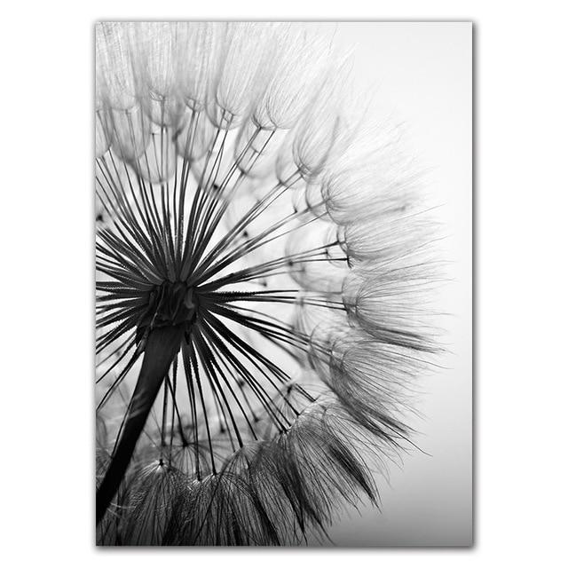 Black & White Dandelion Botanical Canvas Wall Art Print