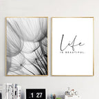 Black & White Dandelion Botanical Canvas Wall Art Print
