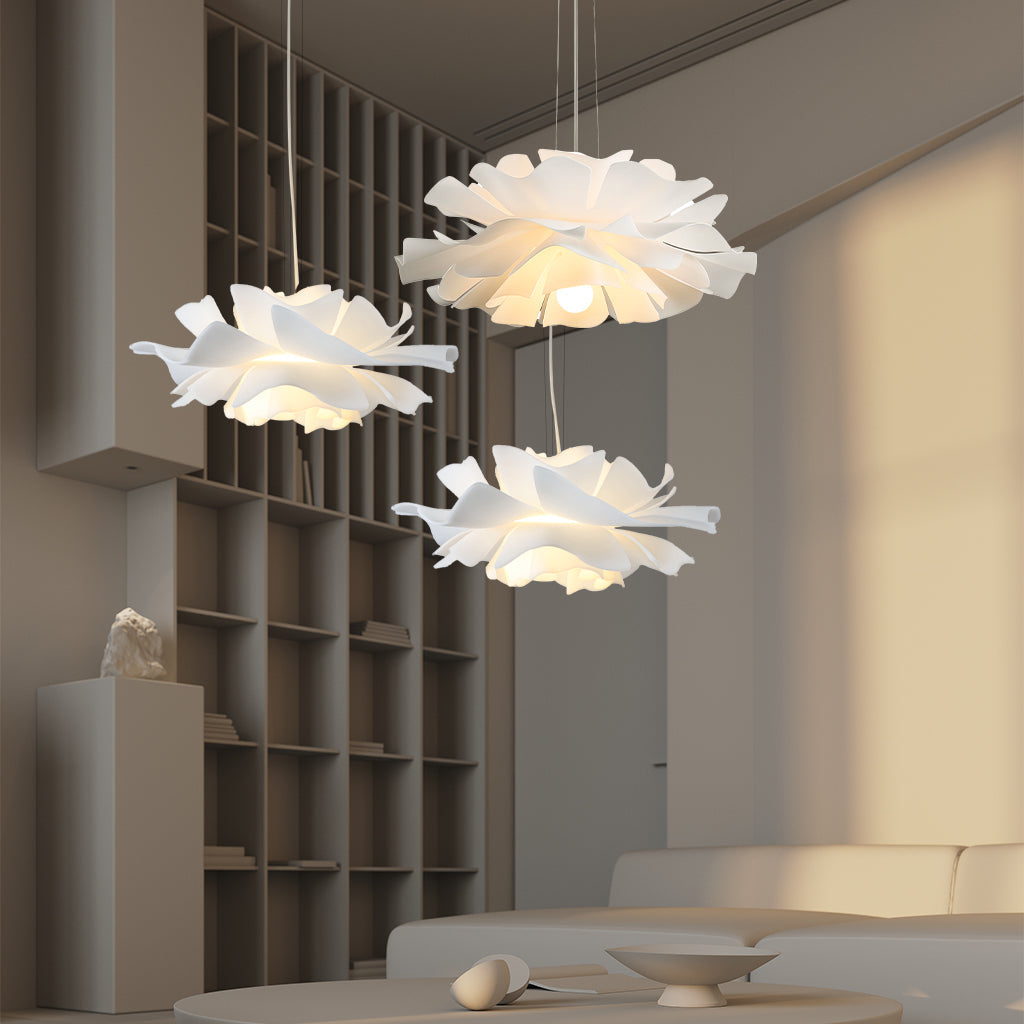 White Lotus Flower Pendant Light – Nordic Acrylic Chandelier