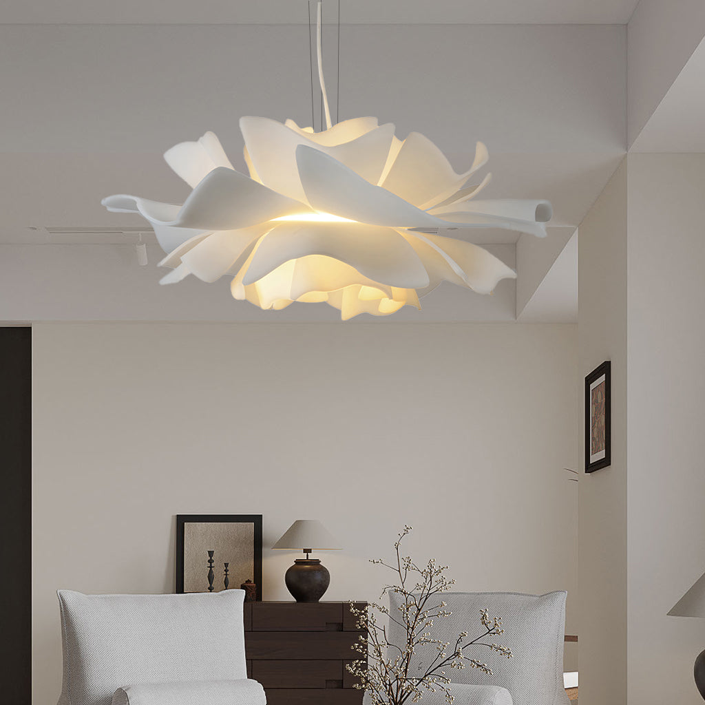 White Lotus Flower Pendant Light – Nordic Acrylic Chandelier