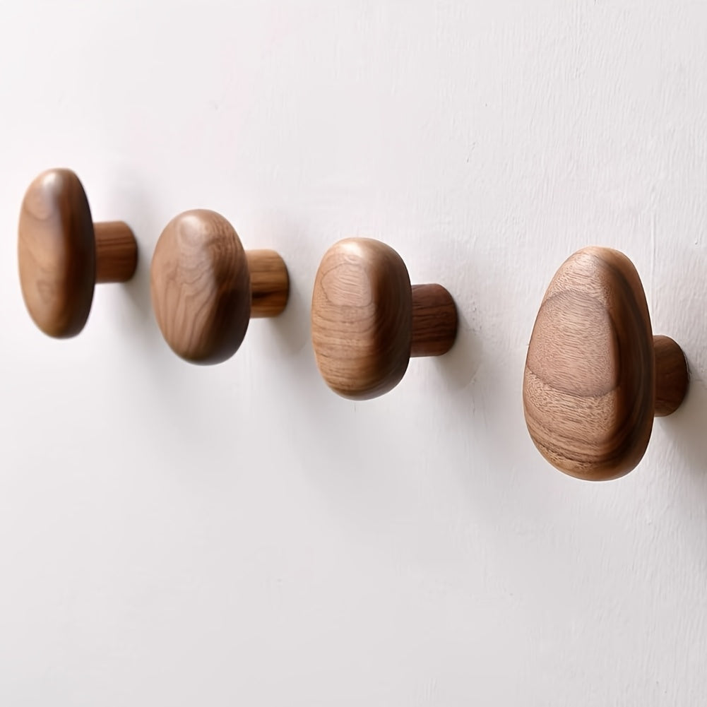 Round Wooden Wall Hooks Set – Walnut or Beech