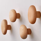Round Wooden Wall Hooks Set – Walnut or Beech