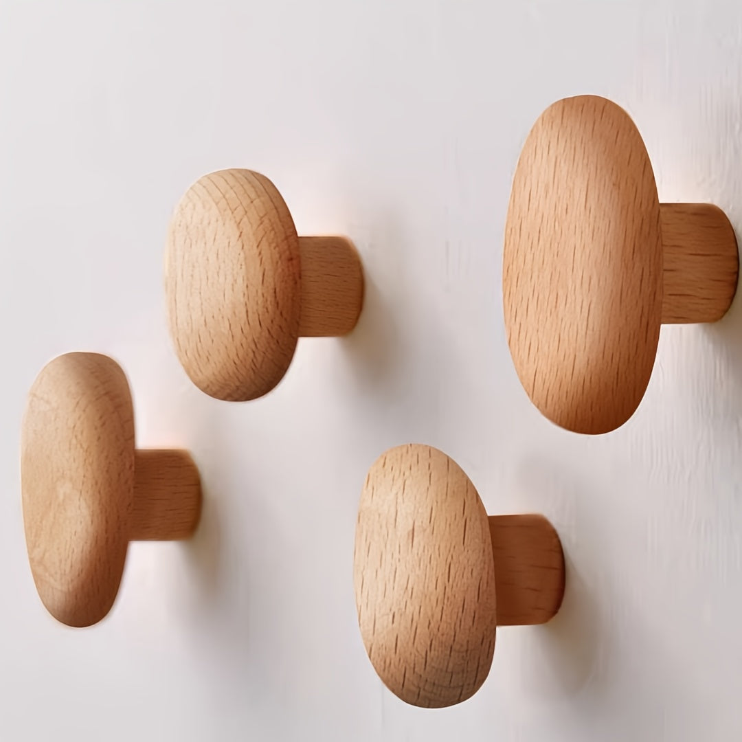 Round Wooden Wall Hooks Set – Walnut or Beech