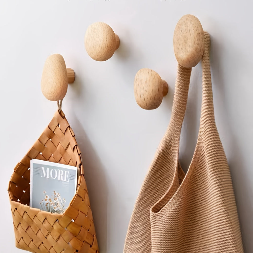 Round Wooden Wall Hooks Set – Walnut or Beech
