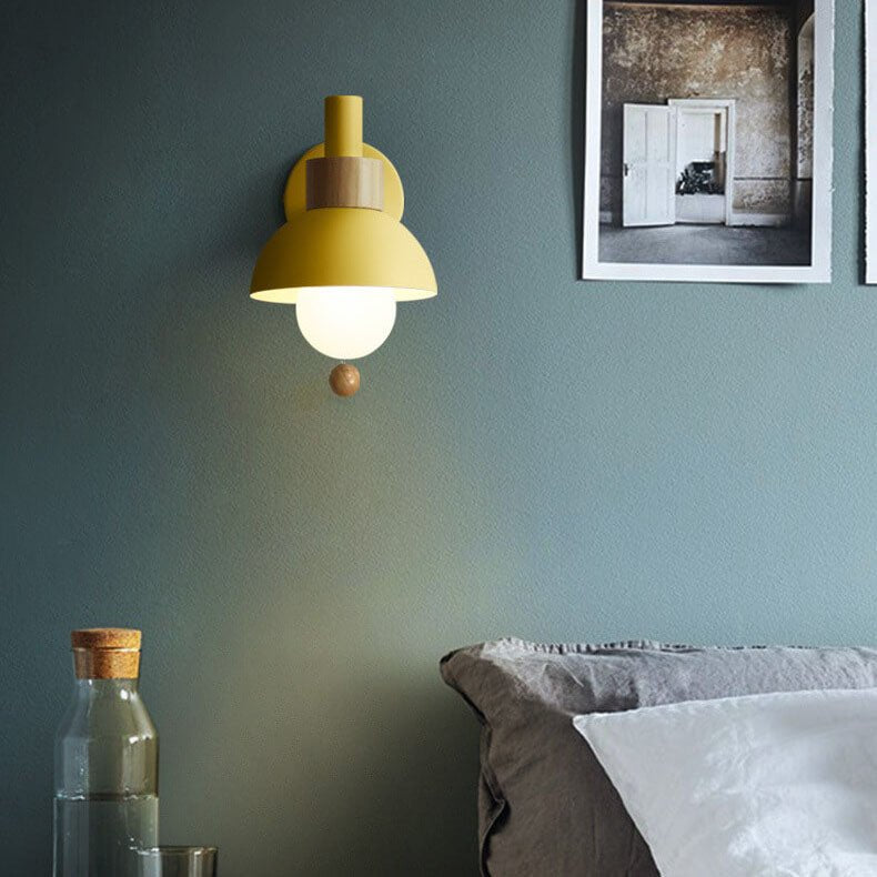 Nordic color-block wall lamp with pull cord