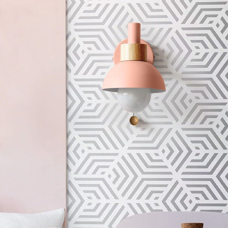 Nordic Color-Block Wall Lamp with Pull-Cord Switch