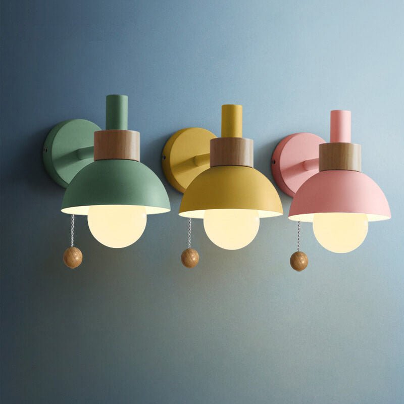 Nordic Color-Block Wall Lamp with Pull-Cord Switch