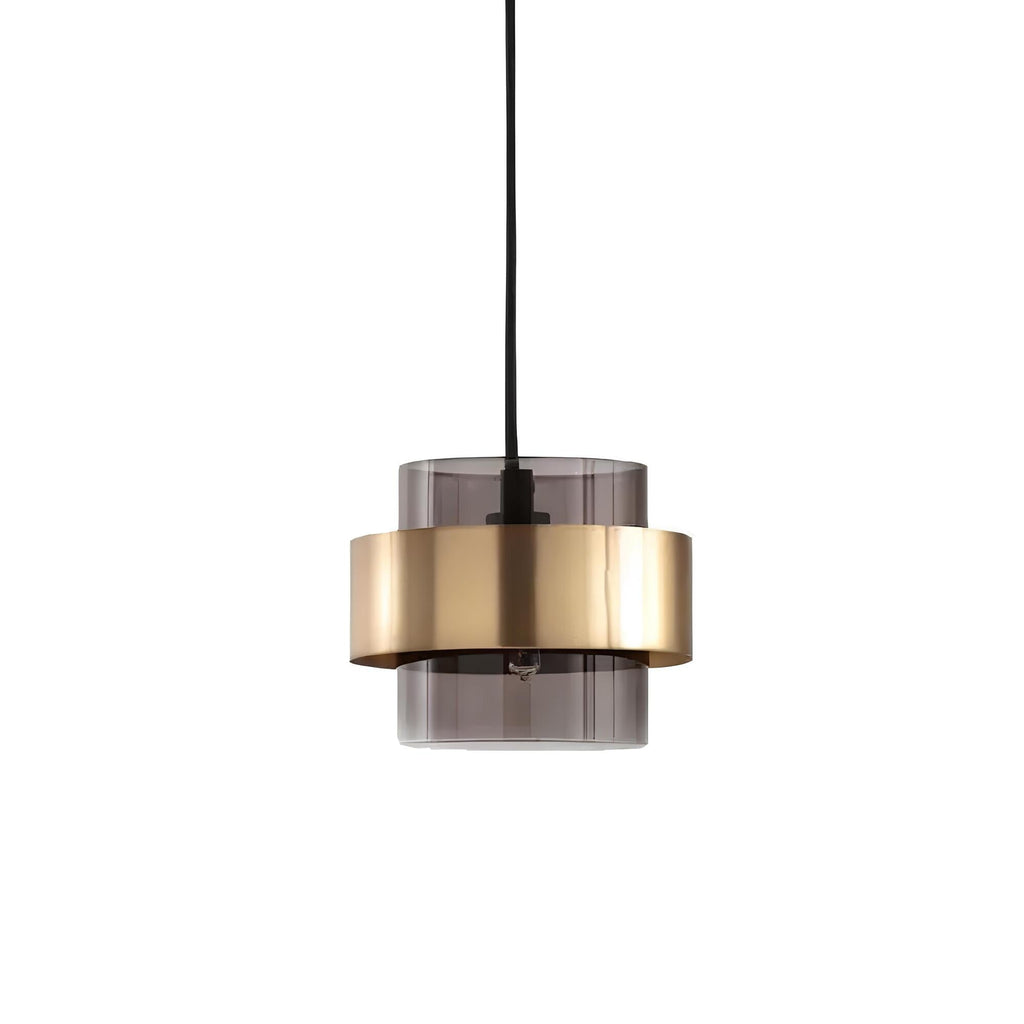 Compact Smoked or Amber Glass Kitchen Pendant Light