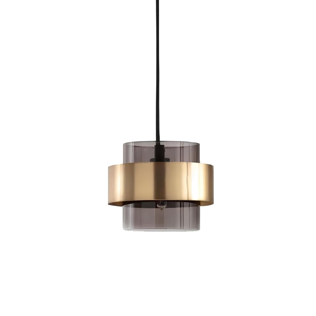 Compact Smoked or Amber Glass Kitchen Pendant Light