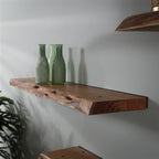 Live-Edge Acacia Wood Wall Shelf – Industrial Brackets