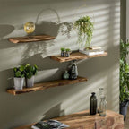 Live-Edge Acacia Wood Wall Shelf – Industrial Brackets