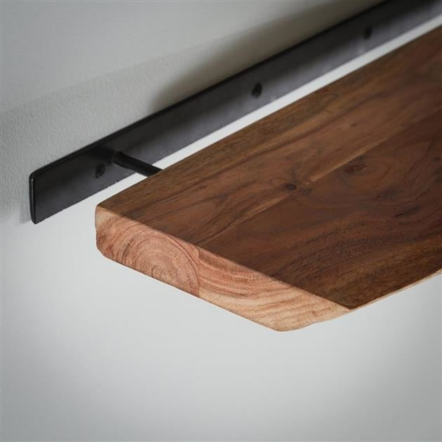 Live-Edge Acacia Wood Wall Shelf – Industrial Brackets