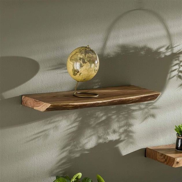 Live-Edge Acacia Wood Wall Shelf – Industrial Brackets