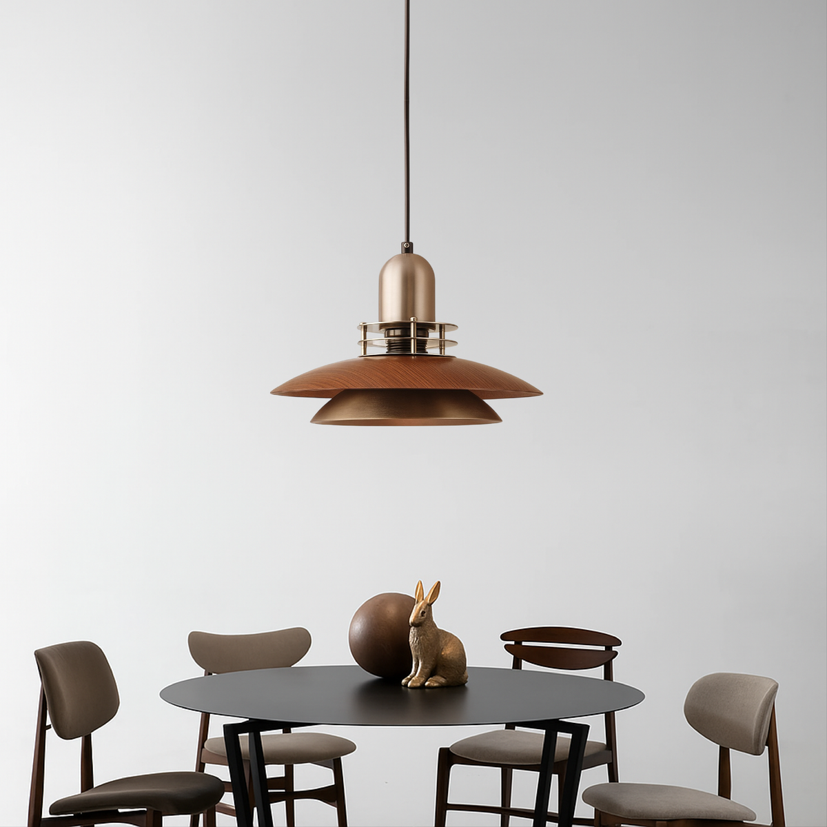 Layered Walnut Wood Pendant Light – Single or Double